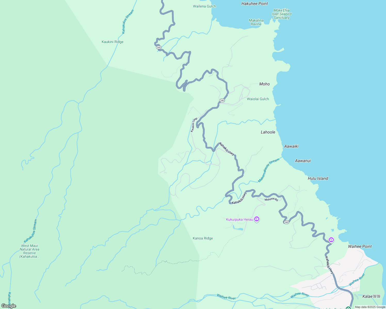 map of restaurants, bars, coffee shops, grocery stores, and more near 21 Hulumanu Place in Wailuku