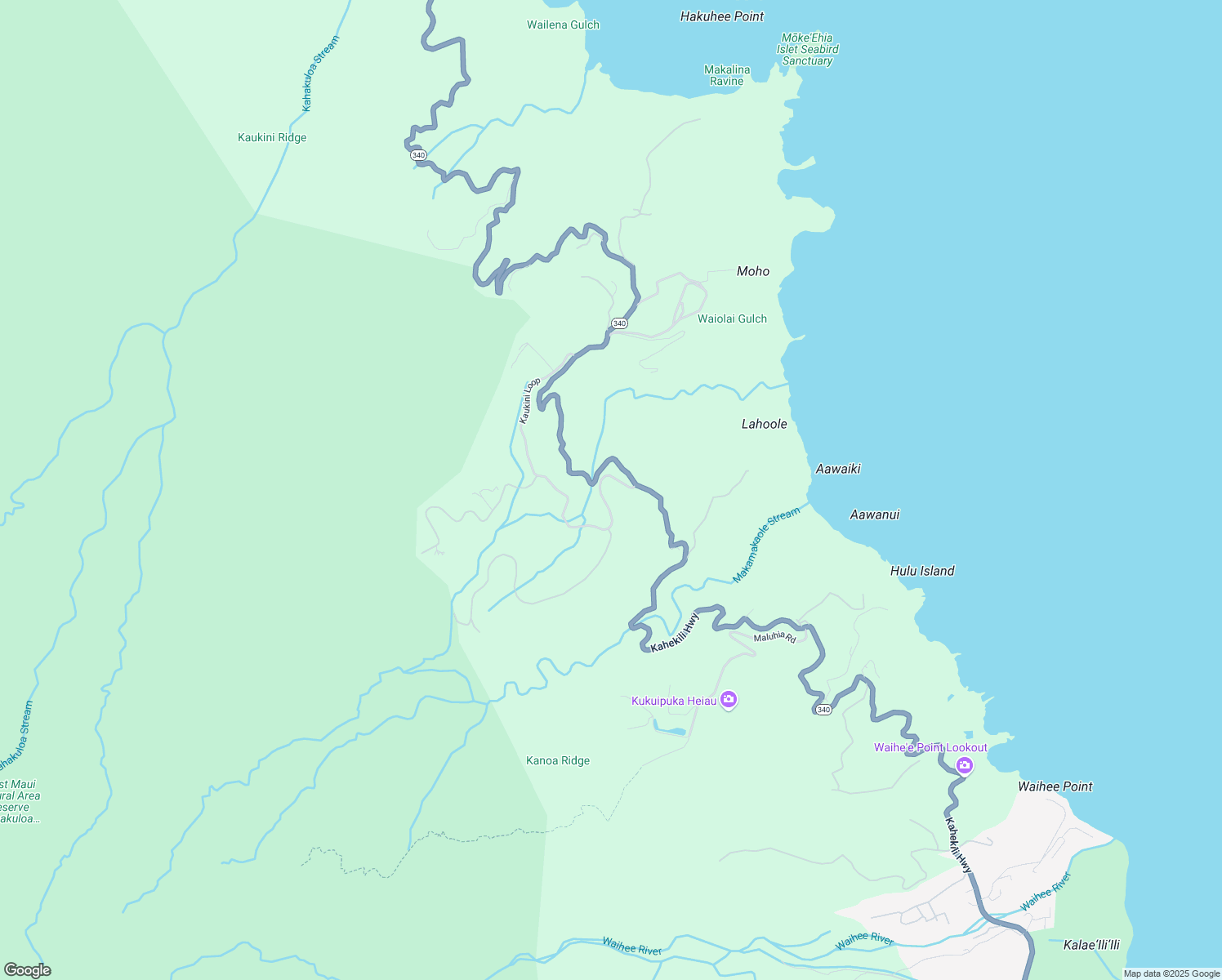 map of restaurants, bars, coffee shops, grocery stores, and more near 85 Kaukini Loop in Wailuku