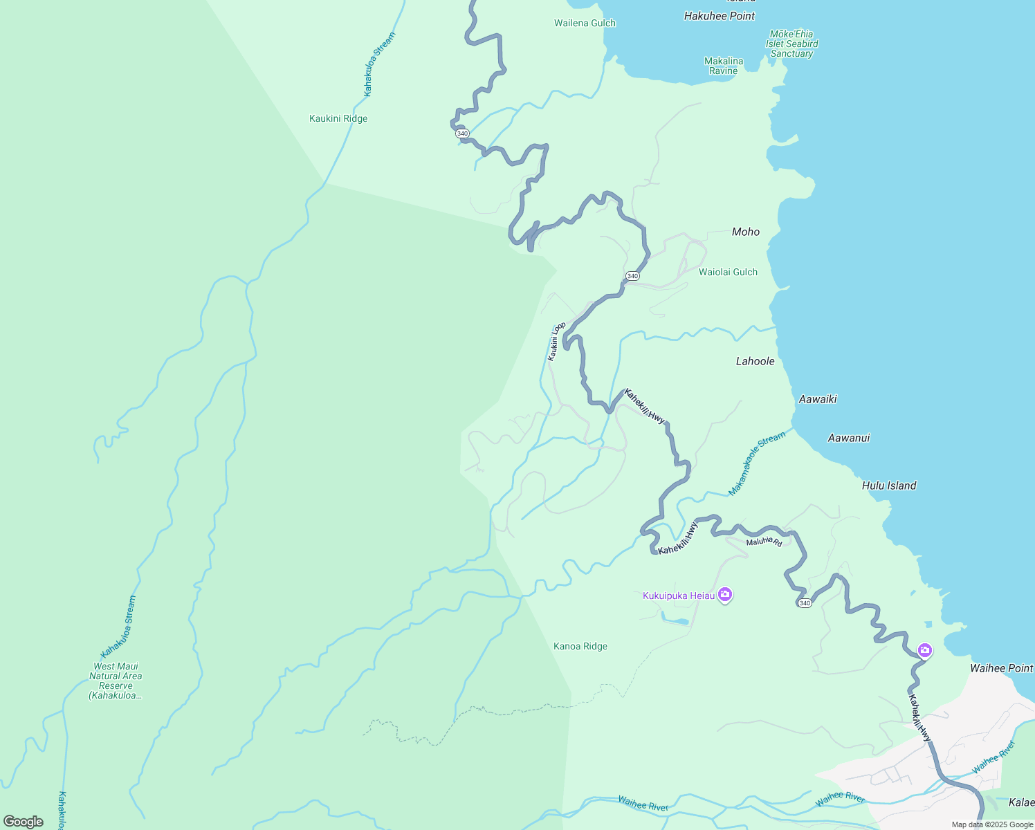 map of restaurants, bars, coffee shops, grocery stores, and more near 30 Hulumanu Place in Wailuku