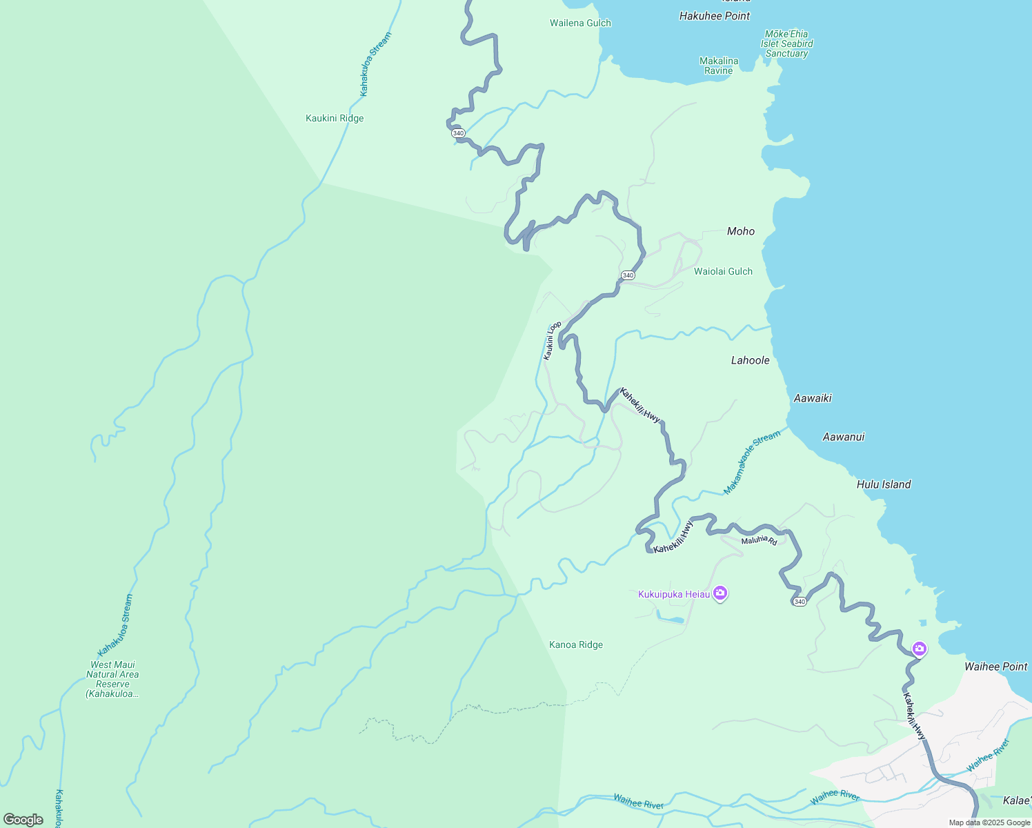 map of restaurants, bars, coffee shops, grocery stores, and more near 30 Hulumanu Place in Wailuku