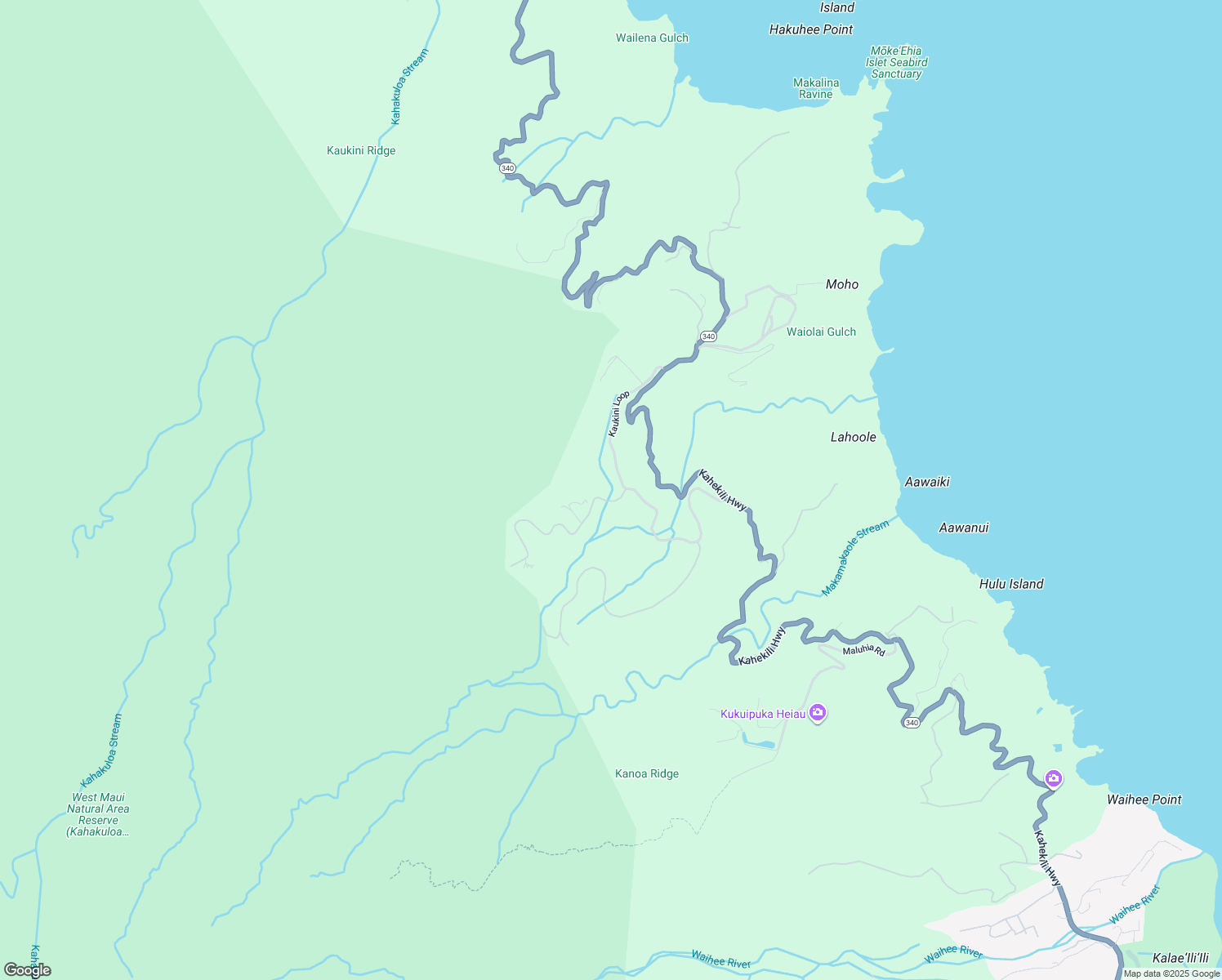 map of restaurants, bars, coffee shops, grocery stores, and more near 18 Hulumanu Place in Wailuku