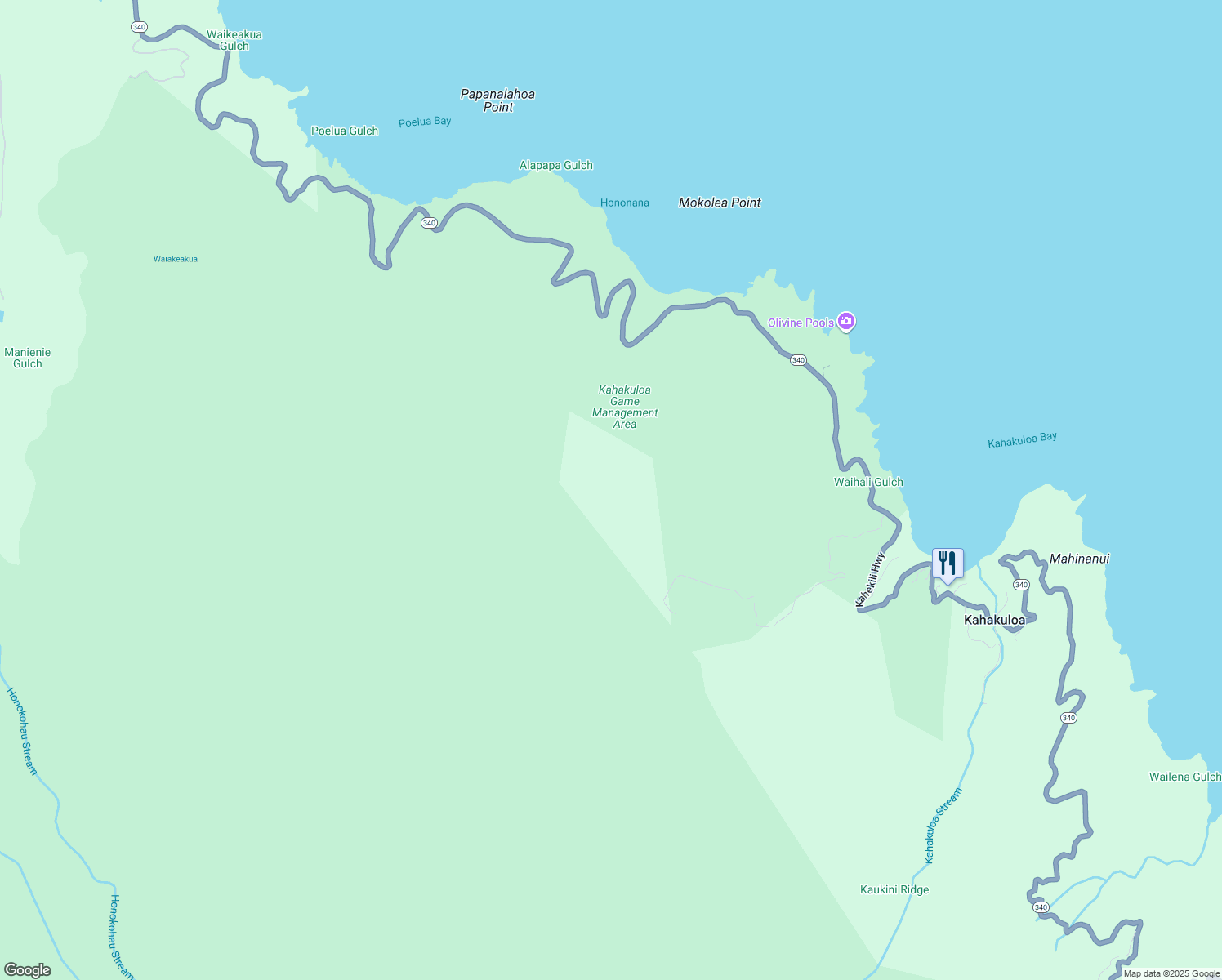 map of restaurants, bars, coffee shops, grocery stores, and more near in Kahakuloa