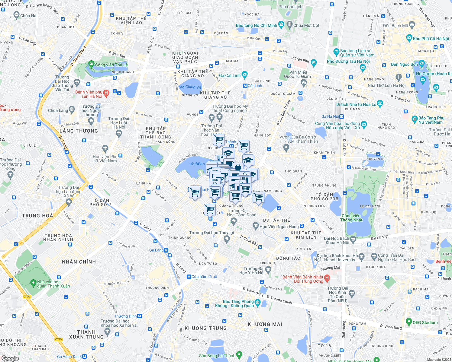 map of restaurants, bars, coffee shops, grocery stores, and more near 36 Trần Quang Diệu in Hanoi