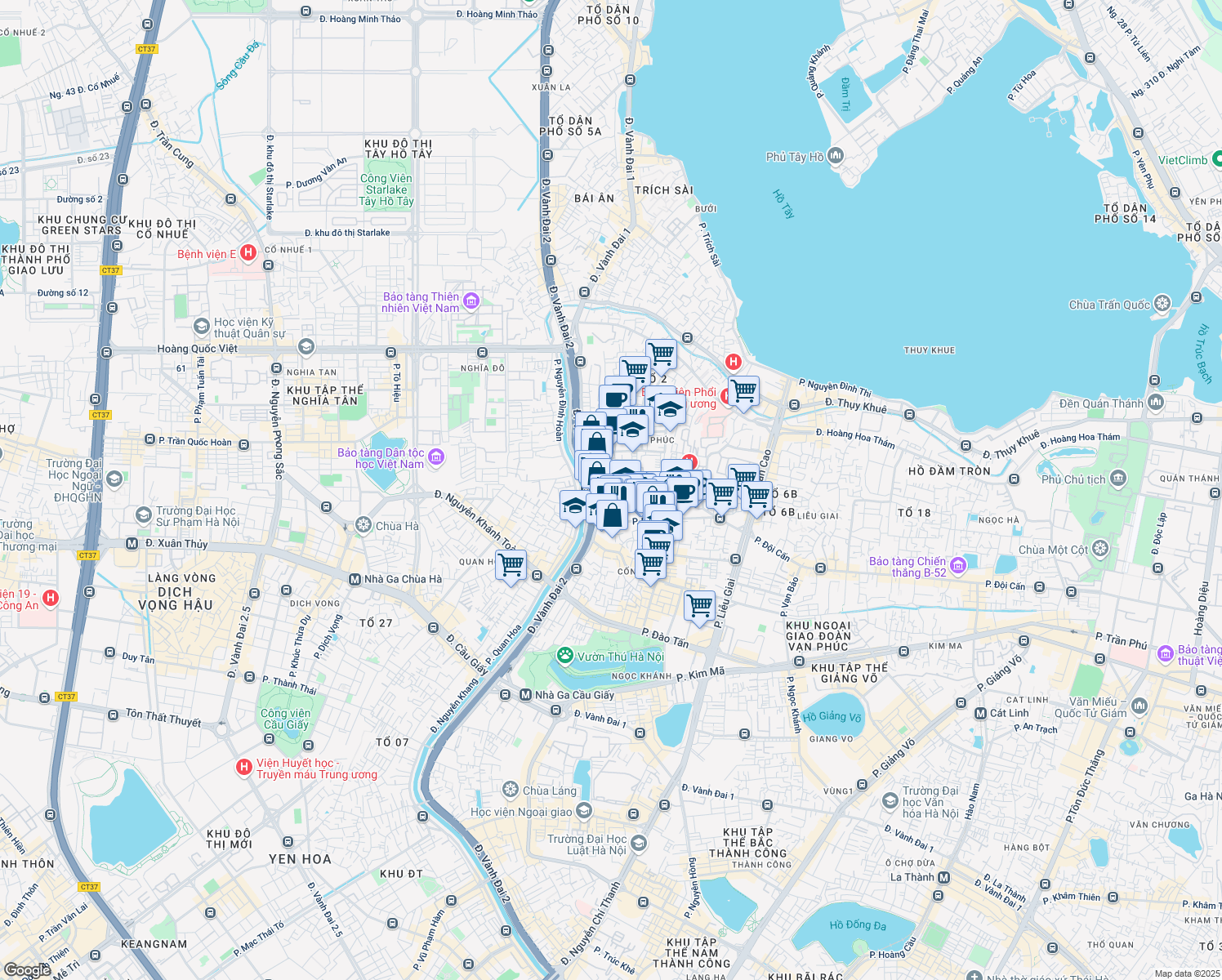 map of restaurants, bars, coffee shops, grocery stores, and more near 96 Cống Vị in Ba Dinh District