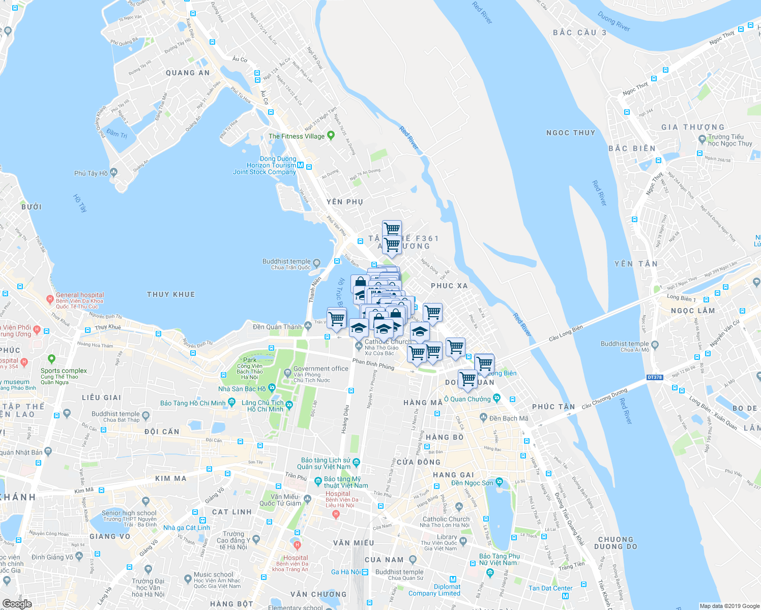 map of restaurants, bars, coffee shops, grocery stores, and more near Phố Tôn Đức Thắng in Đống Đa