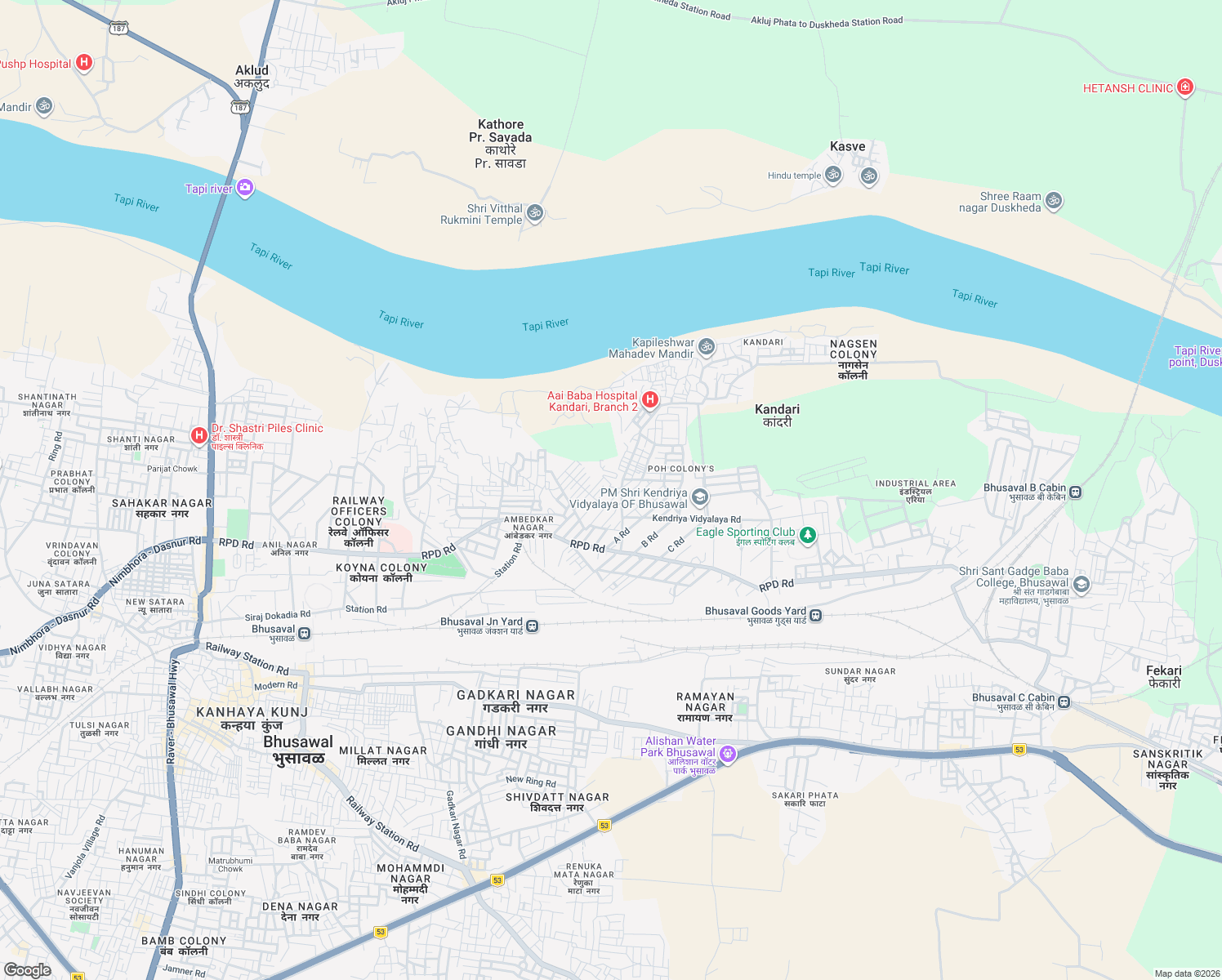 map of restaurants, bars, coffee shops, grocery stores, and more near in Bhusawal