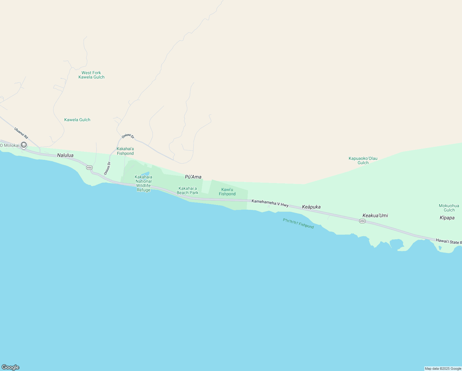 map of restaurants, bars, coffee shops, grocery stores, and more near 10-001 Kamehameha V Highway in Kaunakakai