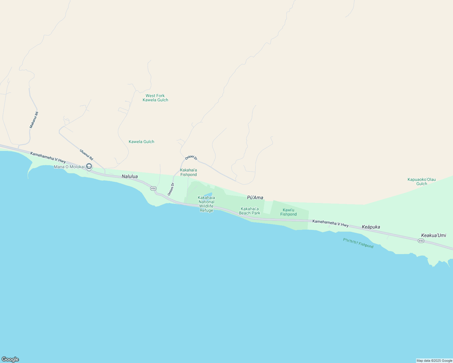 map of restaurants, bars, coffee shops, grocery stores, and more near 464 Onioni Drive in Kaunakakai