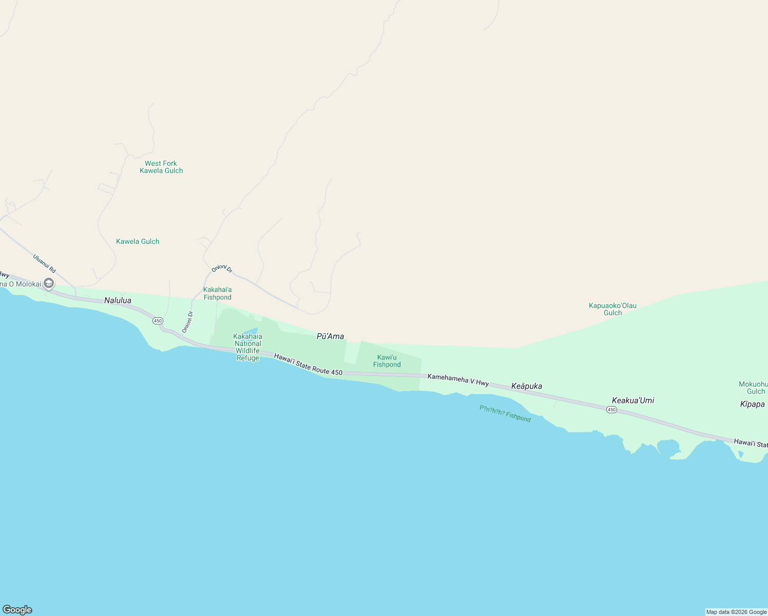 map of restaurants, bars, coffee shops, grocery stores, and more near 10-001 Kamehameha V Highway in Kaunakakai