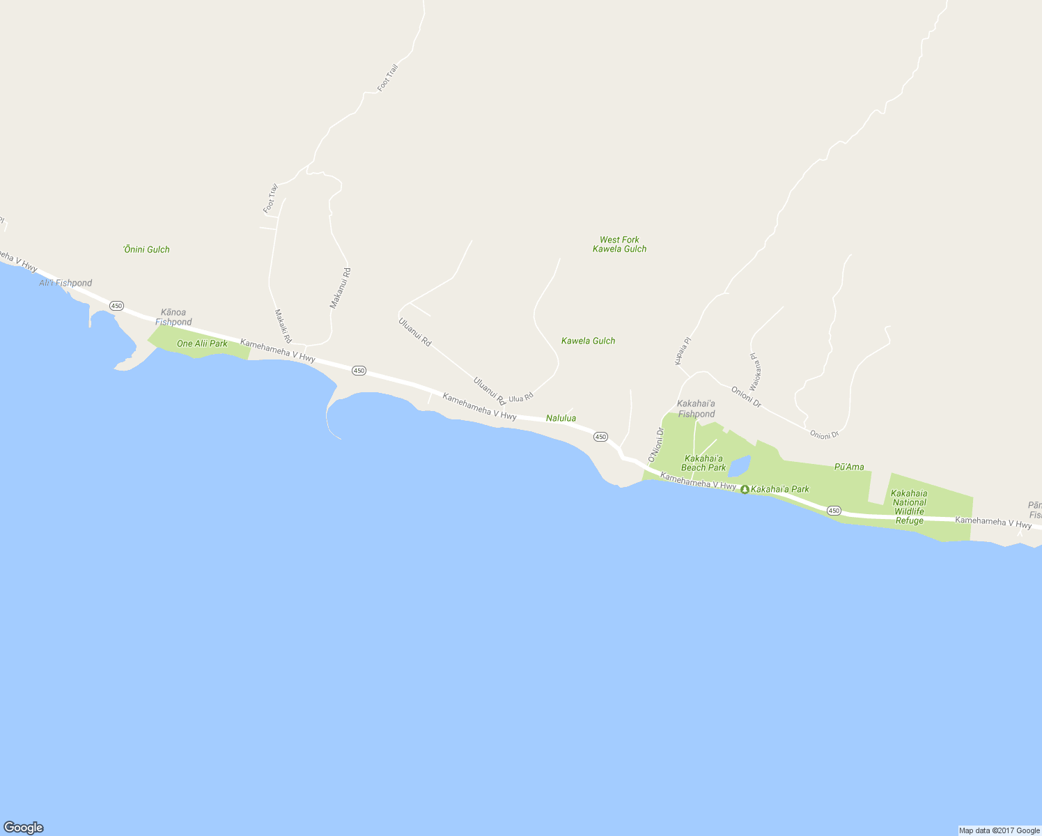 map of restaurants, bars, coffee shops, grocery stores, and more near 2730 Kamehameha V Highway in Kaunakakai