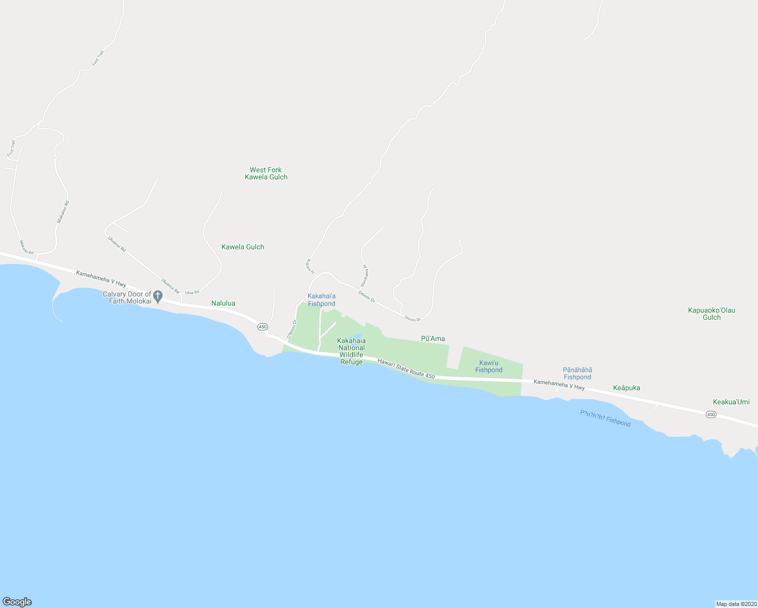 map of restaurants, bars, coffee shops, grocery stores, and more near Onioni Drive in Kaunakakai