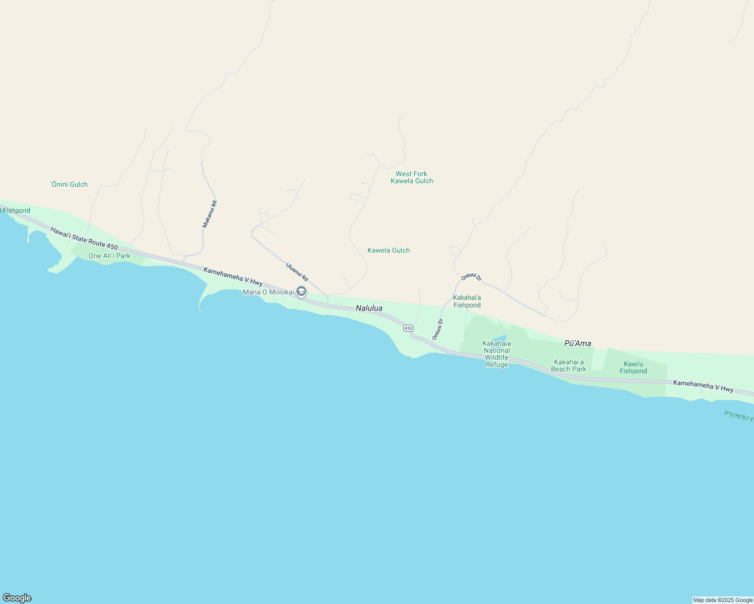 map of restaurants, bars, coffee shops, grocery stores, and more near 34 Kamakana Place in Kaunakakai