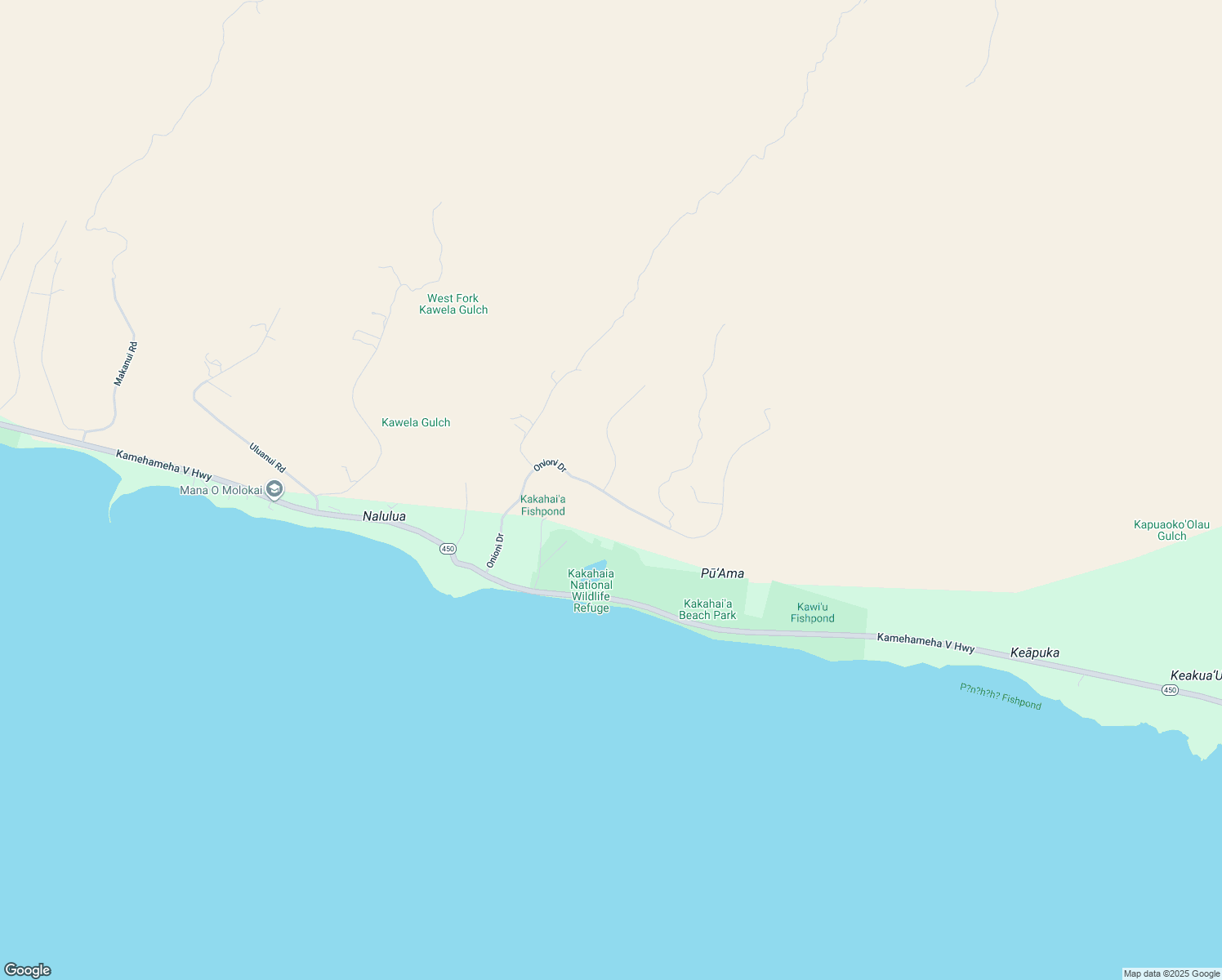 map of restaurants, bars, coffee shops, grocery stores, and more near Onioni Drive in Kaunakakai