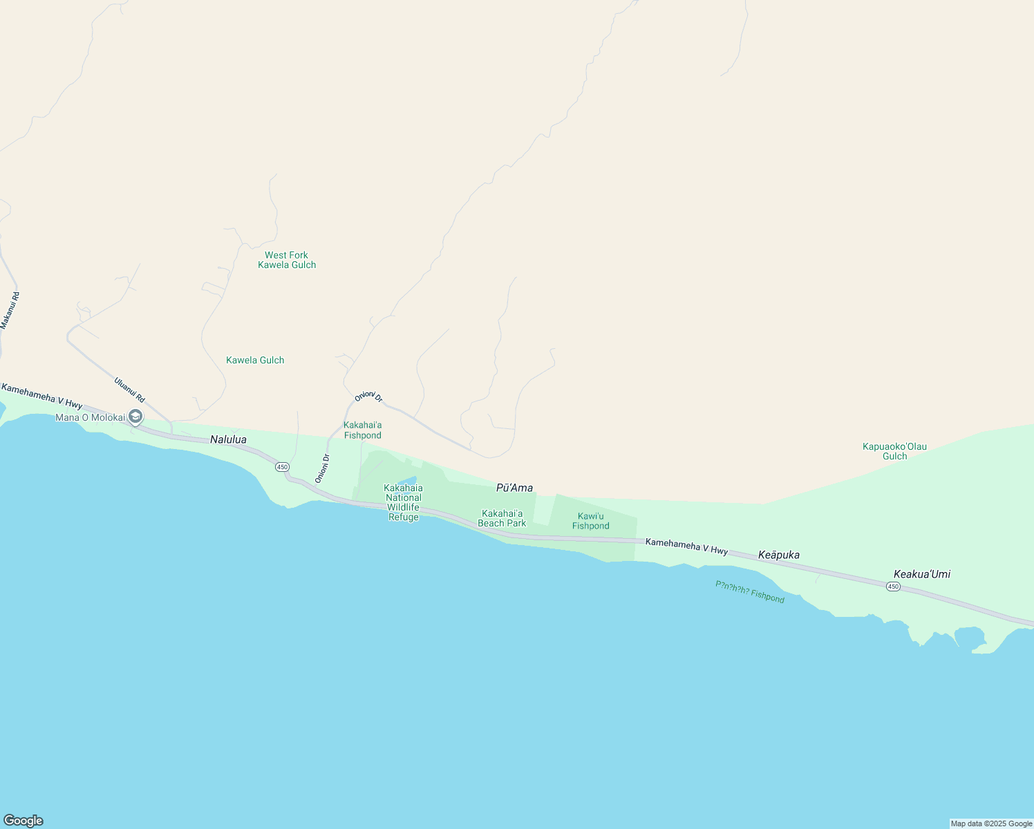 map of restaurants, bars, coffee shops, grocery stores, and more near 689 Onioni Drive in Kaunakakai