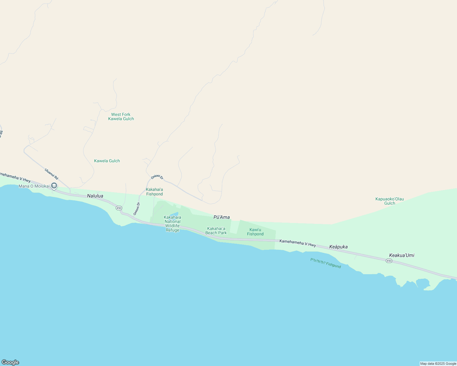 map of restaurants, bars, coffee shops, grocery stores, and more near 680 Onioni Drive in Kaunakakai