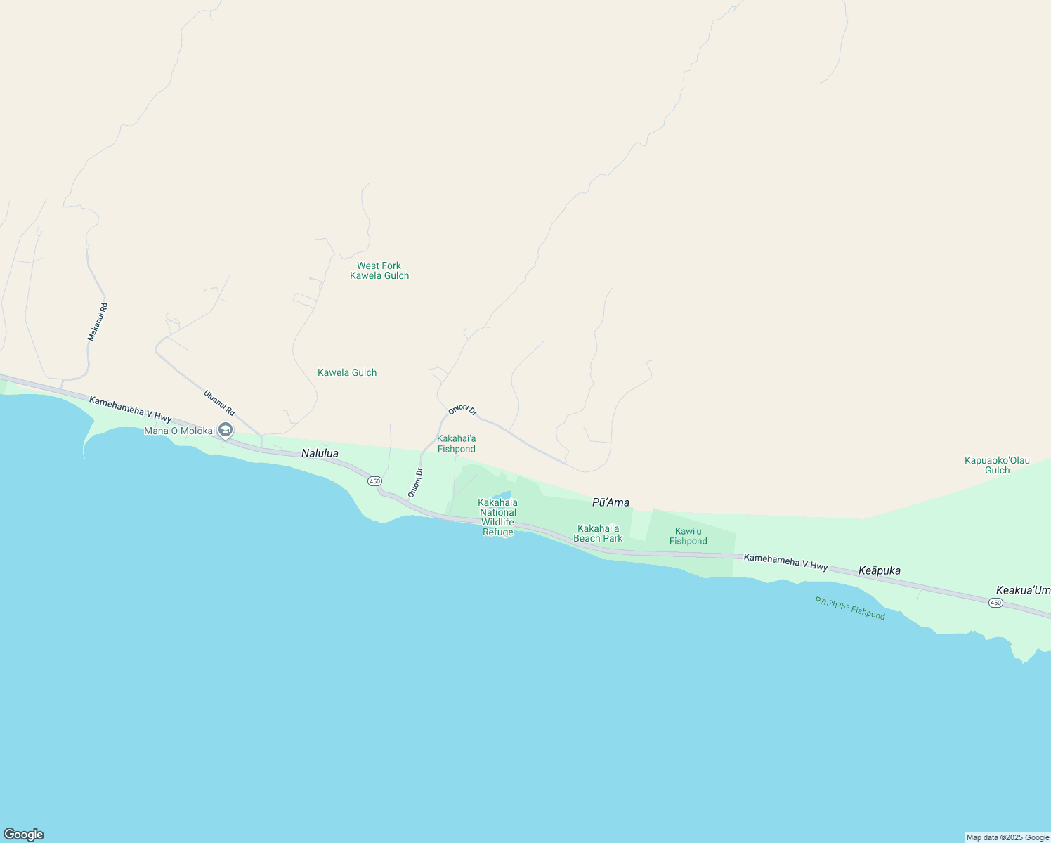 map of restaurants, bars, coffee shops, grocery stores, and more near 361 Onioni Drive in Kaunakakai