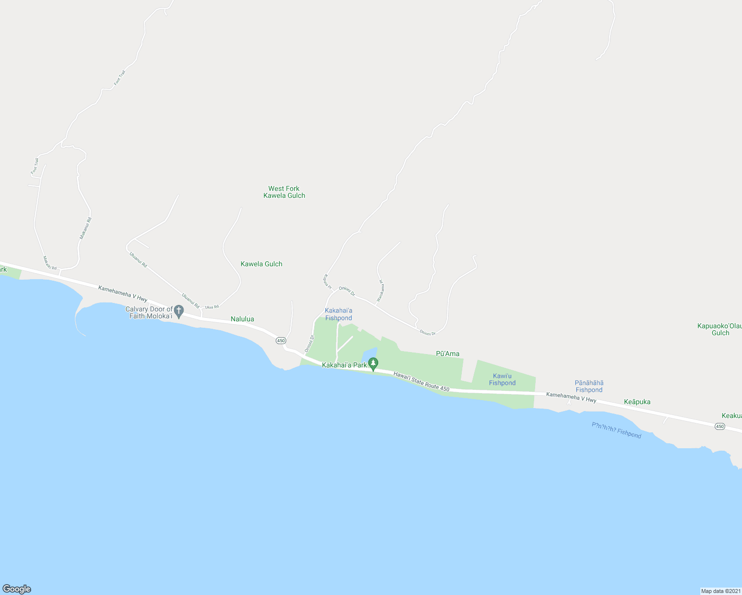 map of restaurants, bars, coffee shops, grocery stores, and more near 361 Onioni Drive in Kaunakakai