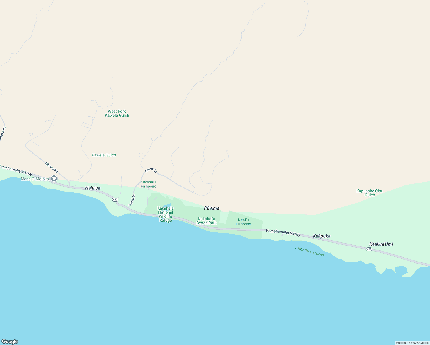 map of restaurants, bars, coffee shops, grocery stores, and more near 689 Onioni Drive in Kaunakakai