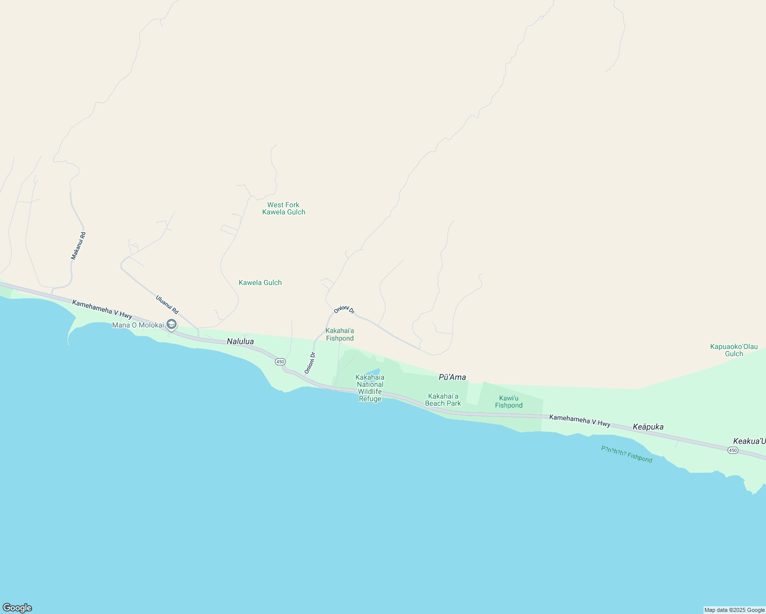 map of restaurants, bars, coffee shops, grocery stores, and more near 0 Waiokama Place in Kaunakakai
