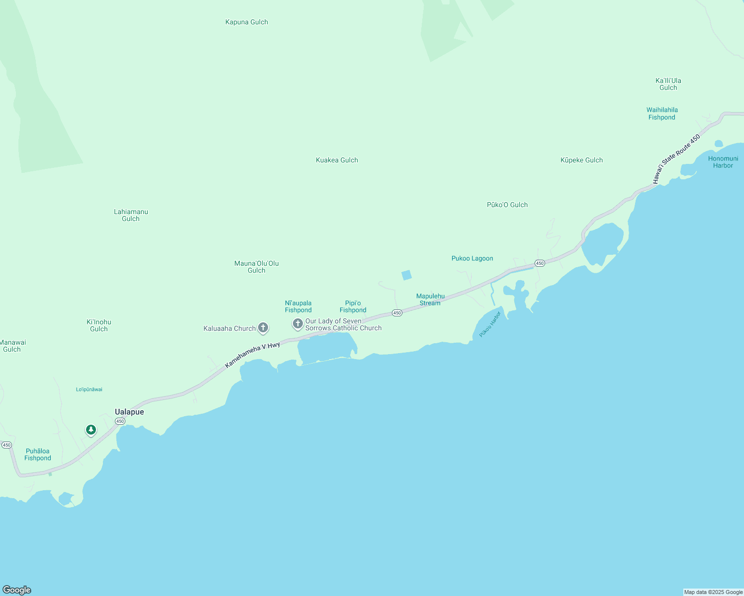 map of restaurants, bars, coffee shops, grocery stores, and more near Kamehameha V Highway in Maui County