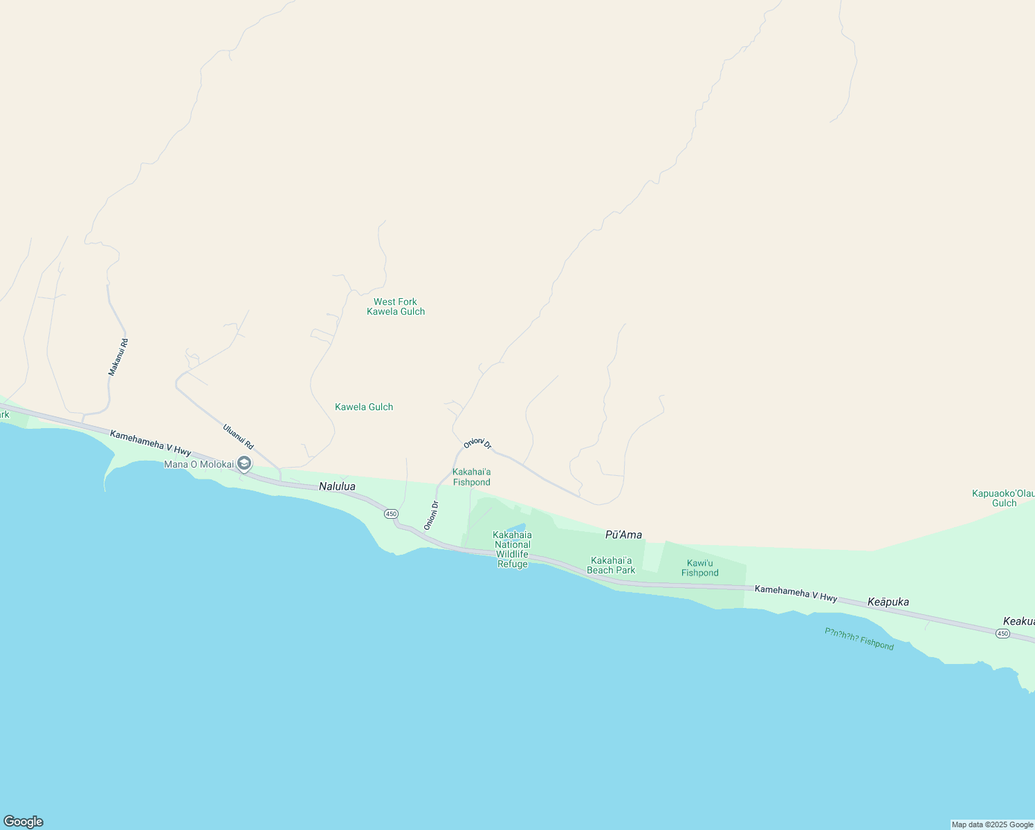 map of restaurants, bars, coffee shops, grocery stores, and more near 113 Waiokama Place in Kaunakakai