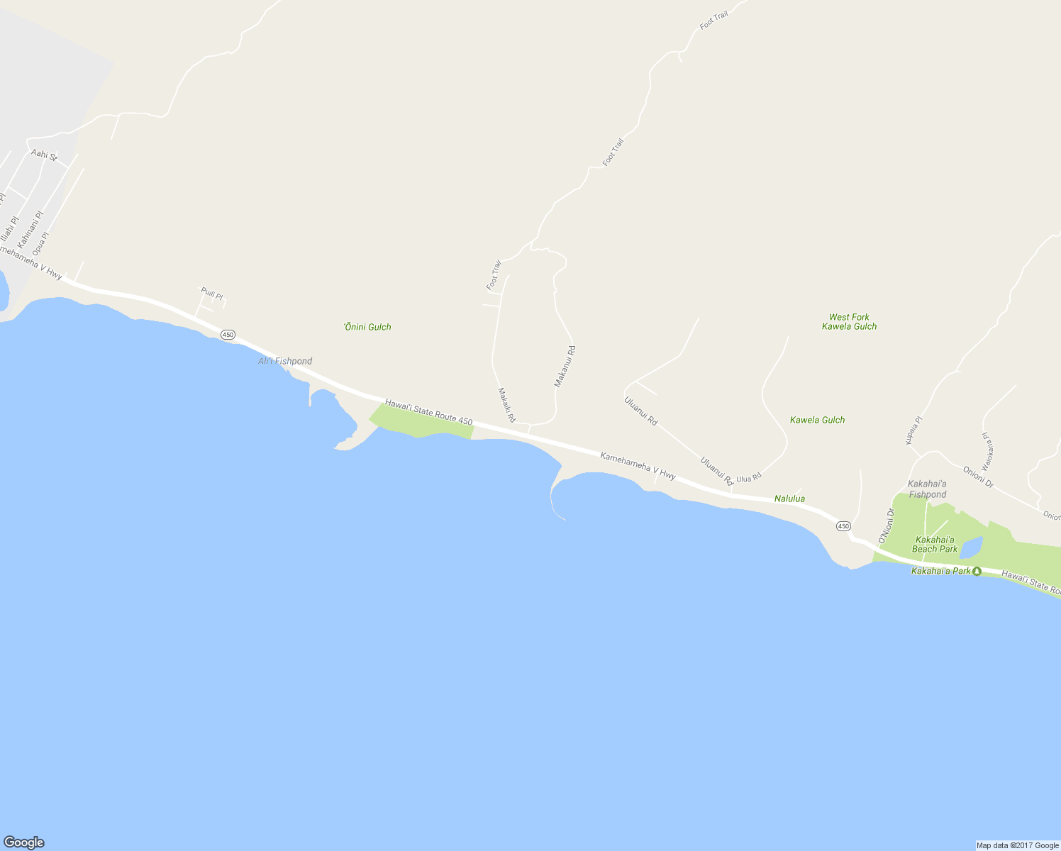 map of restaurants, bars, coffee shops, grocery stores, and more near 211 Makaiki Road in Kaunakakai