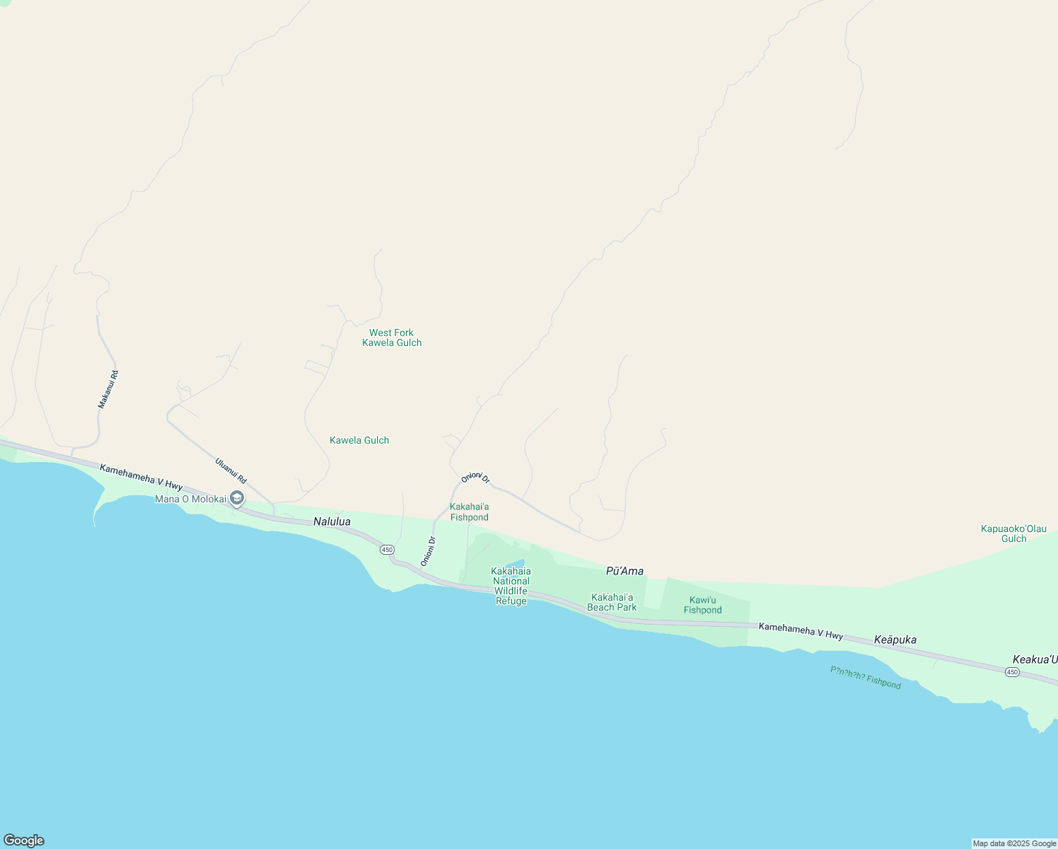 map of restaurants, bars, coffee shops, grocery stores, and more near 161 Waiokama Place in Kaunakakai