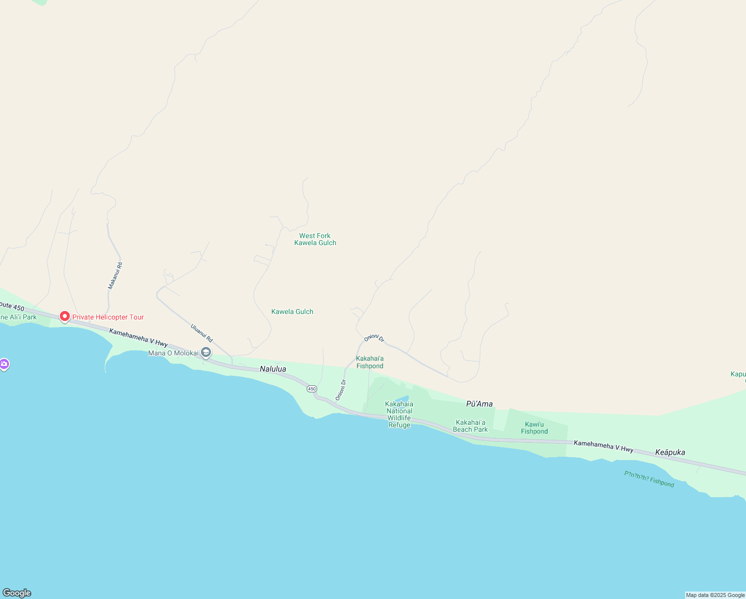 map of restaurants, bars, coffee shops, grocery stores, and more near 0 Kupaia Place in Kaunakakai