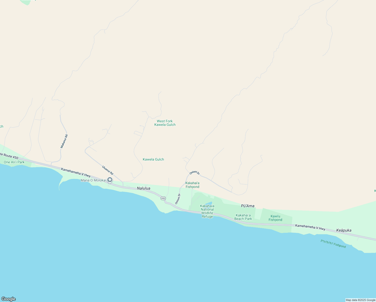 map of restaurants, bars, coffee shops, grocery stores, and more near 131 Kupaia Place in Kaunakakai