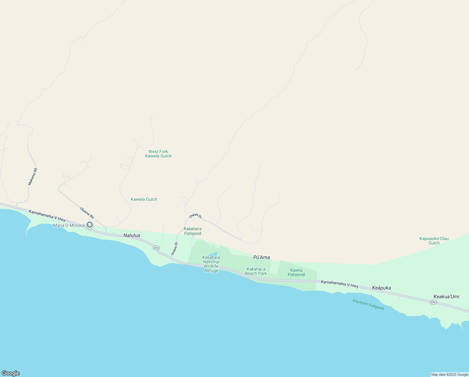 map of restaurants, bars, coffee shops, grocery stores, and more near 200 Waiokama Place in Kaunakakai