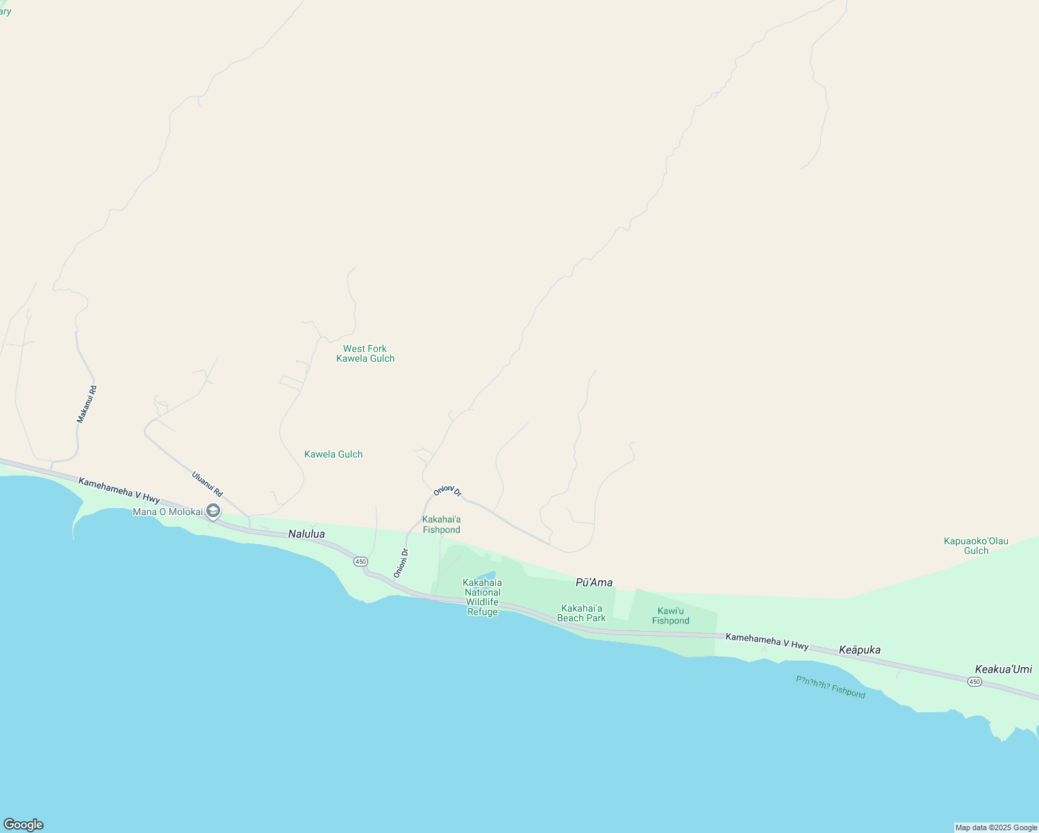 map of restaurants, bars, coffee shops, grocery stores, and more near 217 Waiokama Place in Kaunakakai