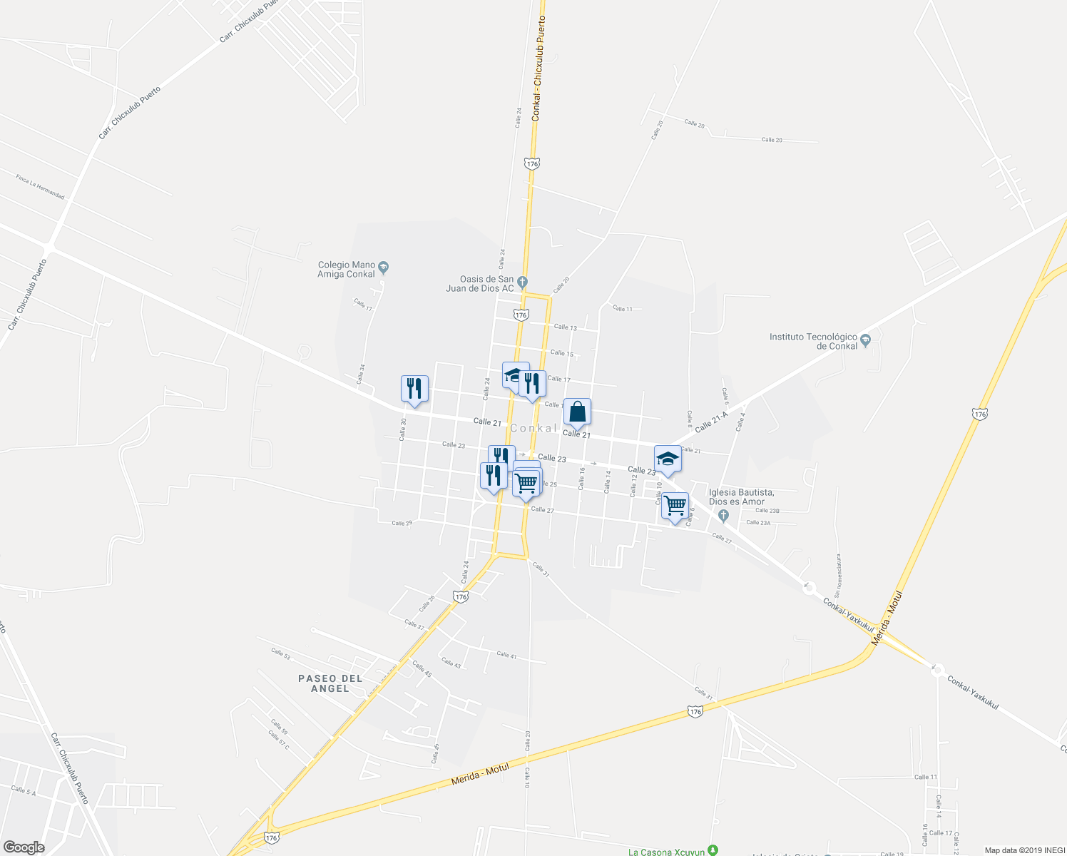 map of restaurants, bars, coffee shops, grocery stores, and more near in Conkal