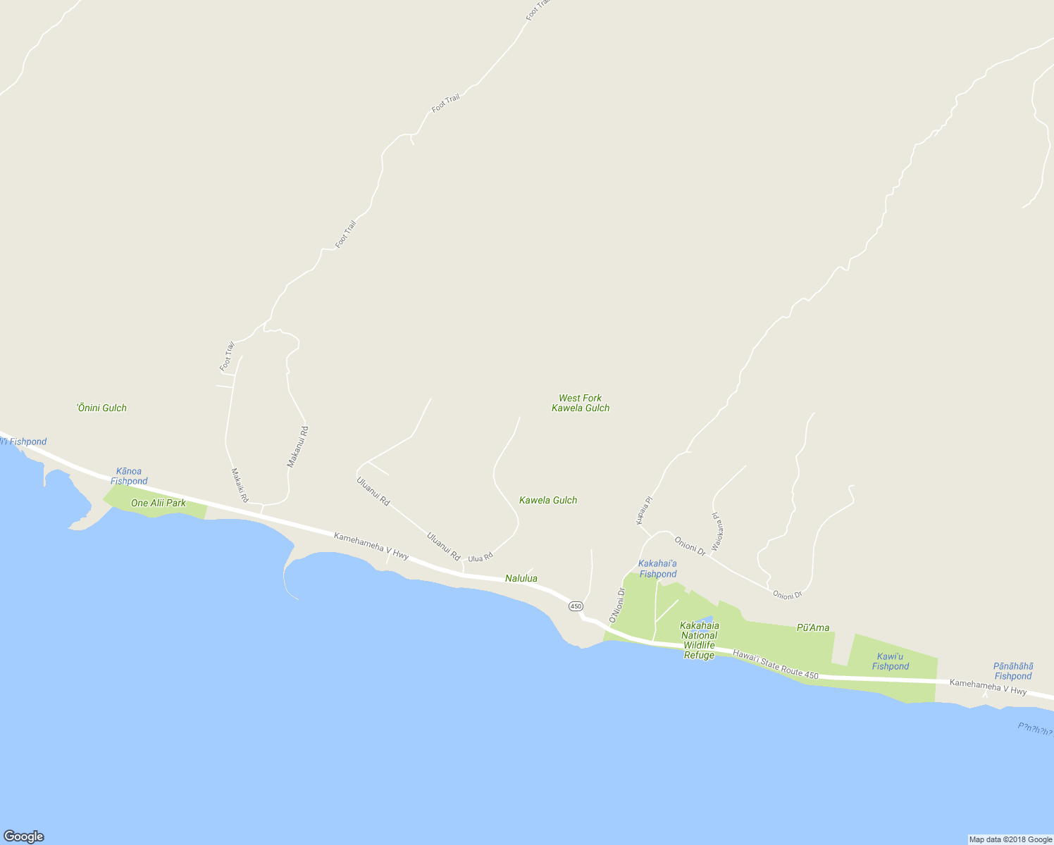 map of restaurants, bars, coffee shops, grocery stores, and more near 380 Ulua Road in Kaunakakai
