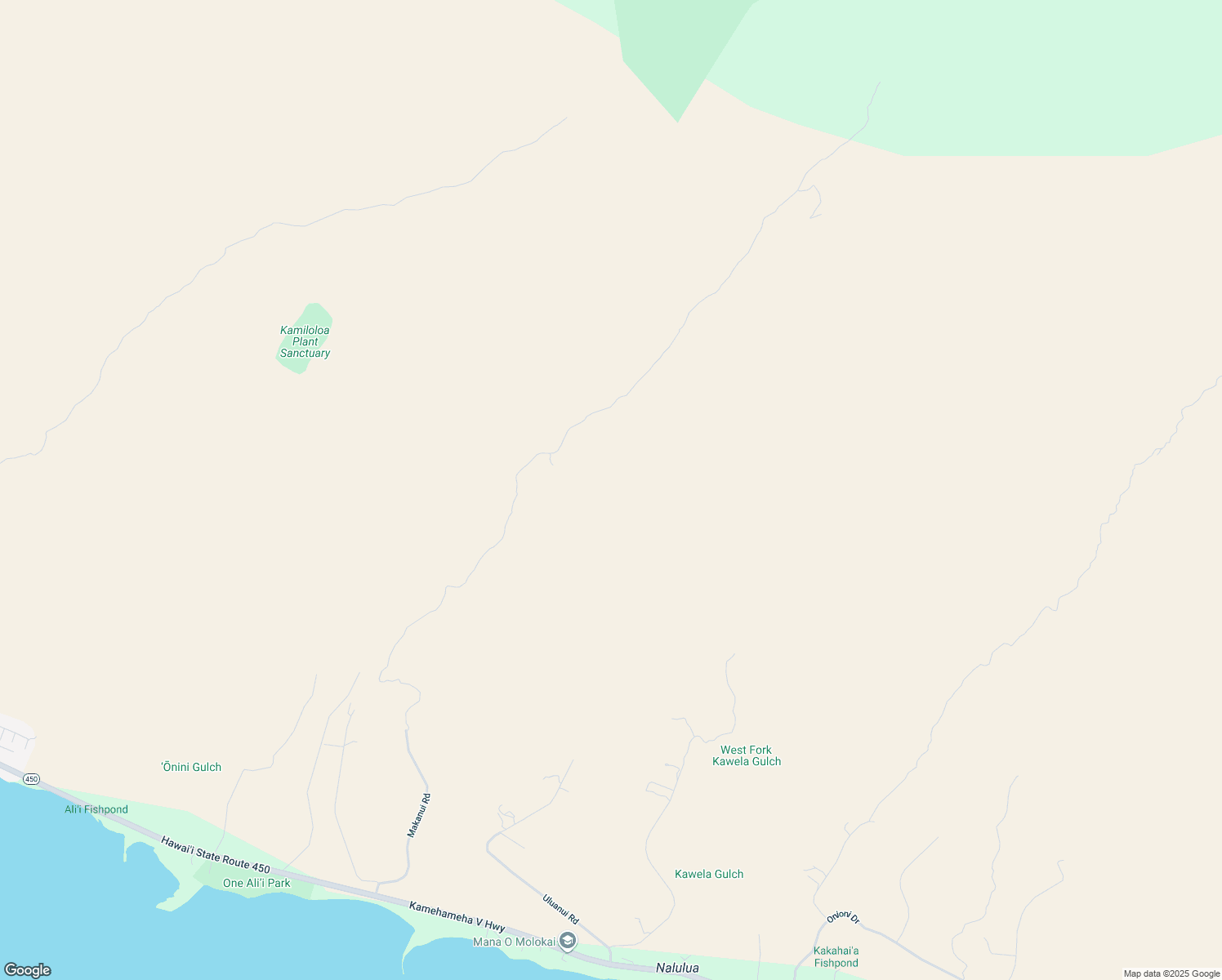 map of restaurants, bars, coffee shops, grocery stores, and more near Kamehameha V Highway in Kaunakakai