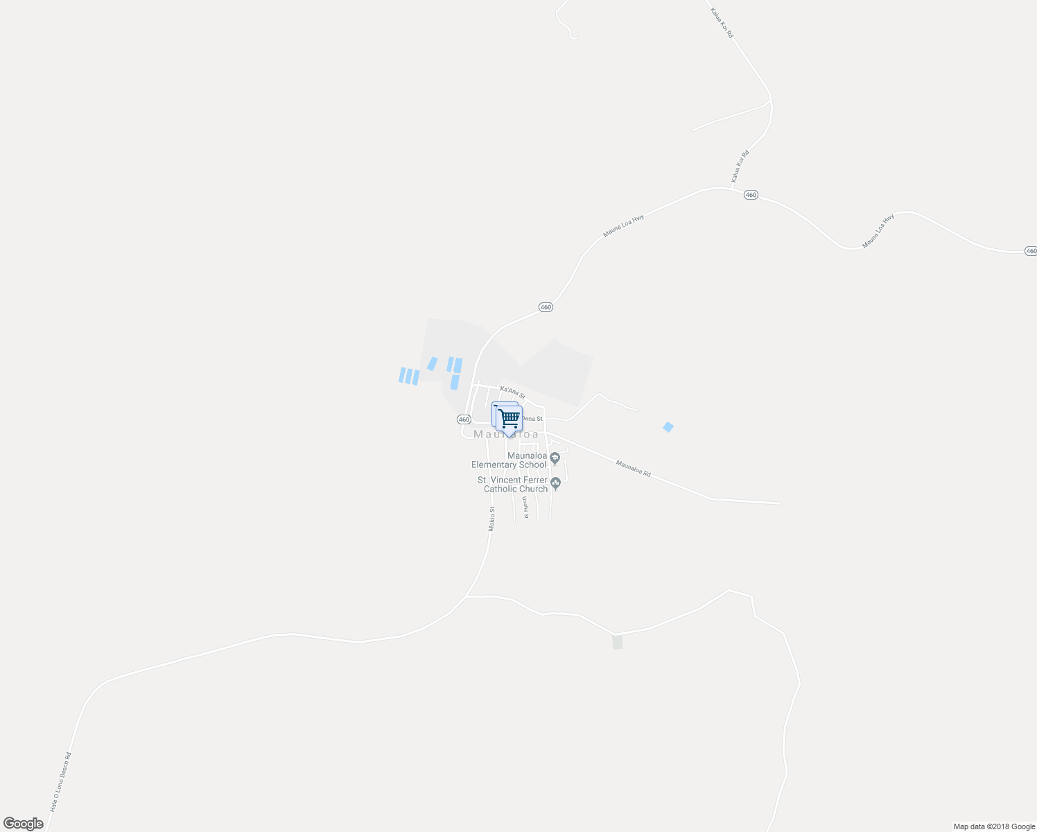 map of restaurants, bars, coffee shops, grocery stores, and more near 0 Halena Street in Maunaloa