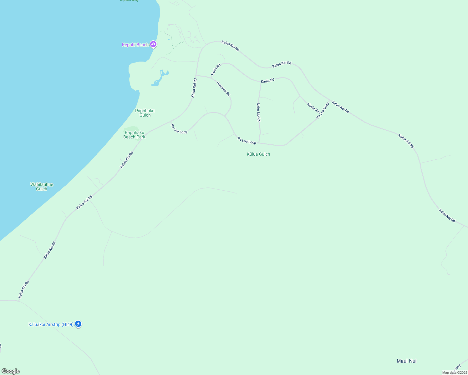 map of restaurants, bars, coffee shops, grocery stores, and more near 132 Ahiu Road in Maunaloa