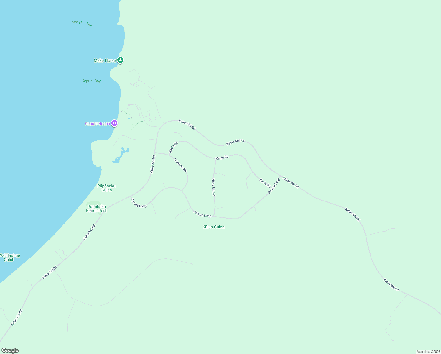 map of restaurants, bars, coffee shops, grocery stores, and more near 65 Noho Lio Road in Maunaloa