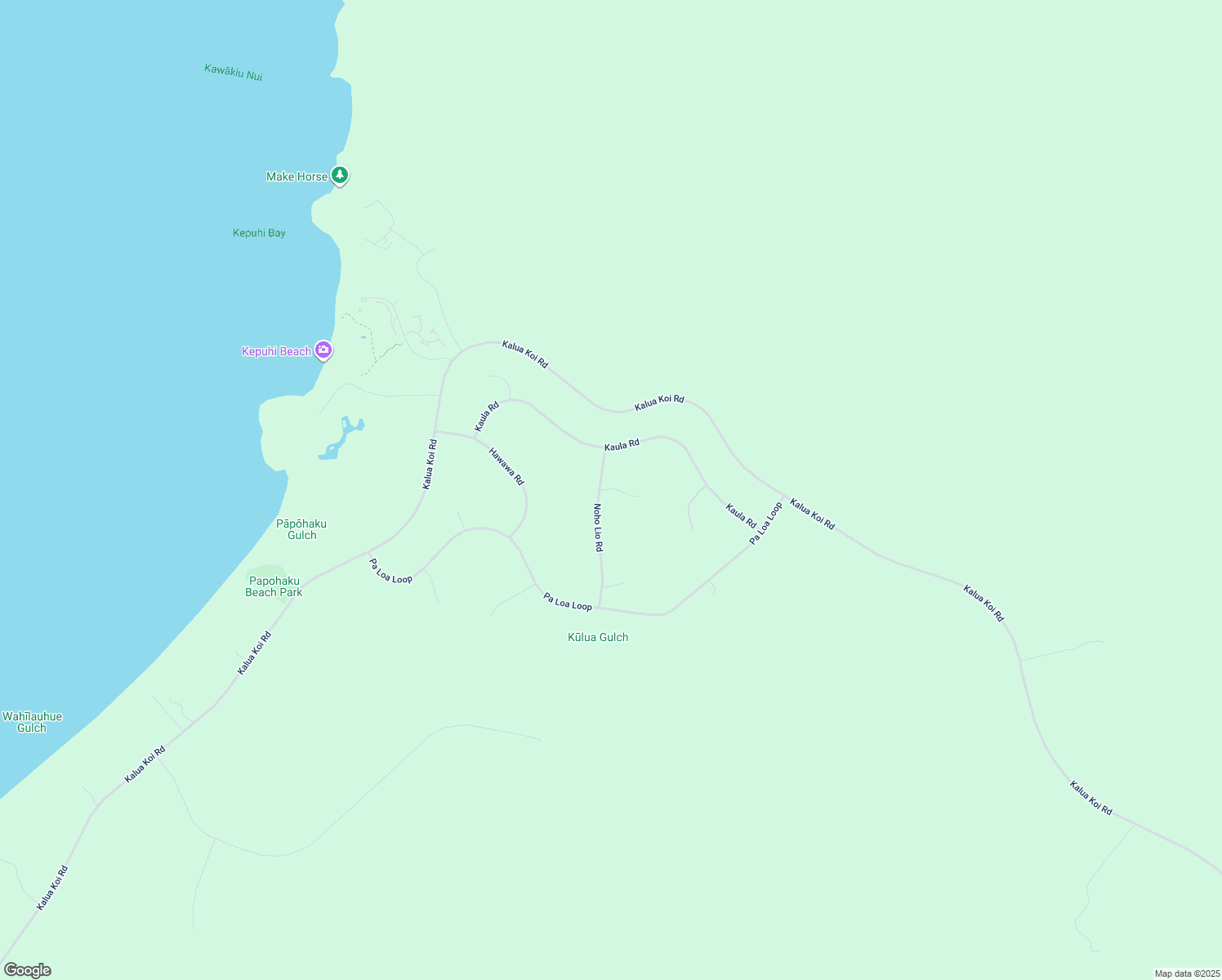 map of restaurants, bars, coffee shops, grocery stores, and more near 91 Noho Lio Road in Kaunakakai