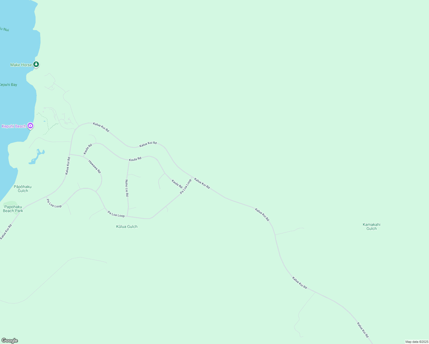 map of restaurants, bars, coffee shops, grocery stores, and more near 1560 Kalua Koi Road in Maunaloa