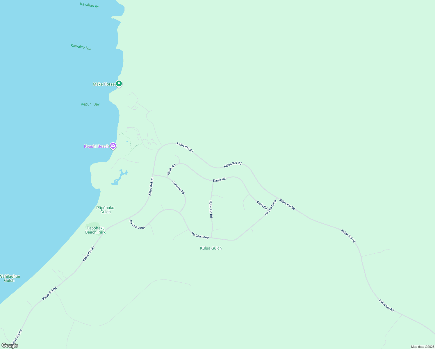 map of restaurants, bars, coffee shops, grocery stores, and more near 330 Kaula Road in Maunaloa
