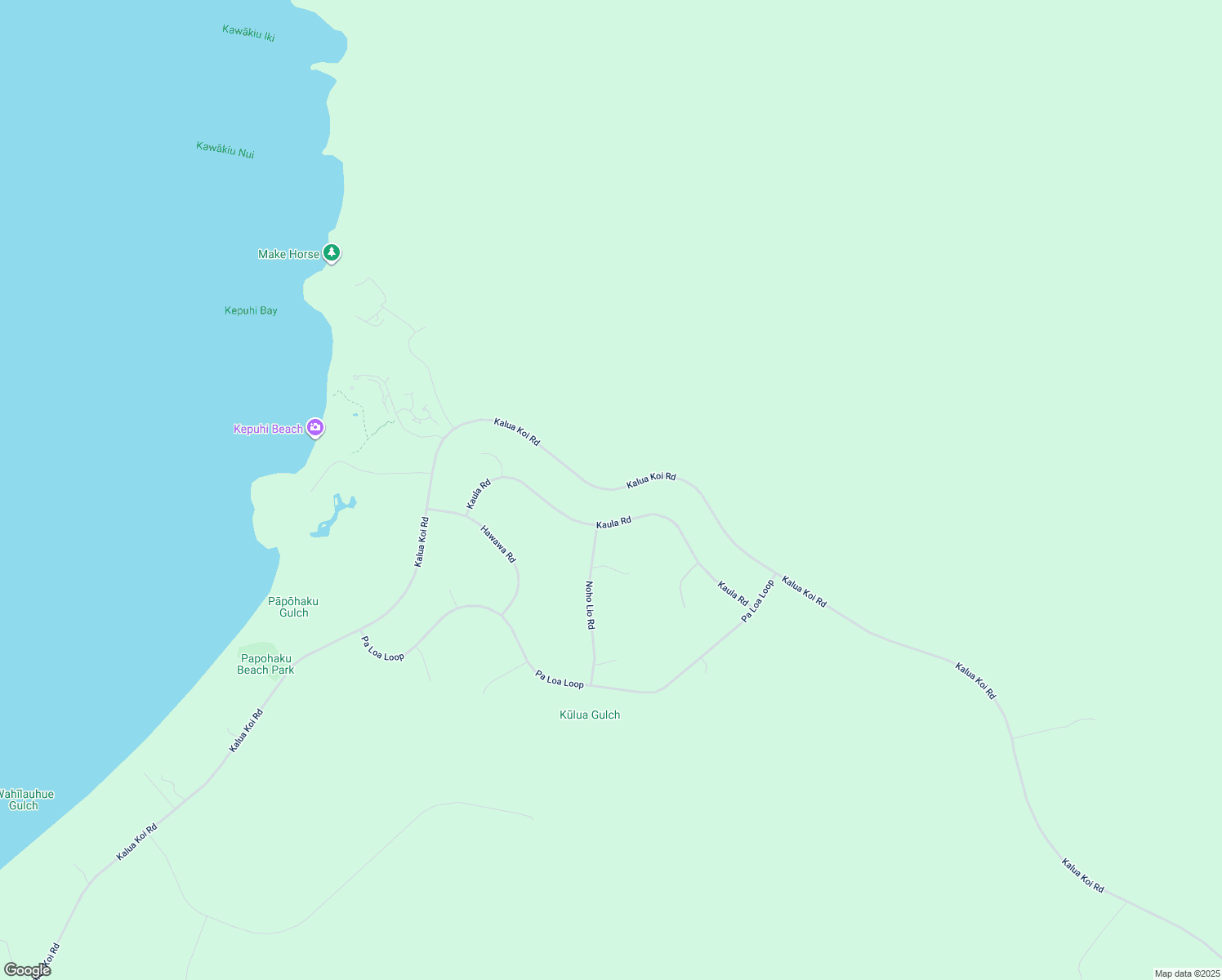 map of restaurants, bars, coffee shops, grocery stores, and more near 254 Kalua Koi Road in Maunaloa