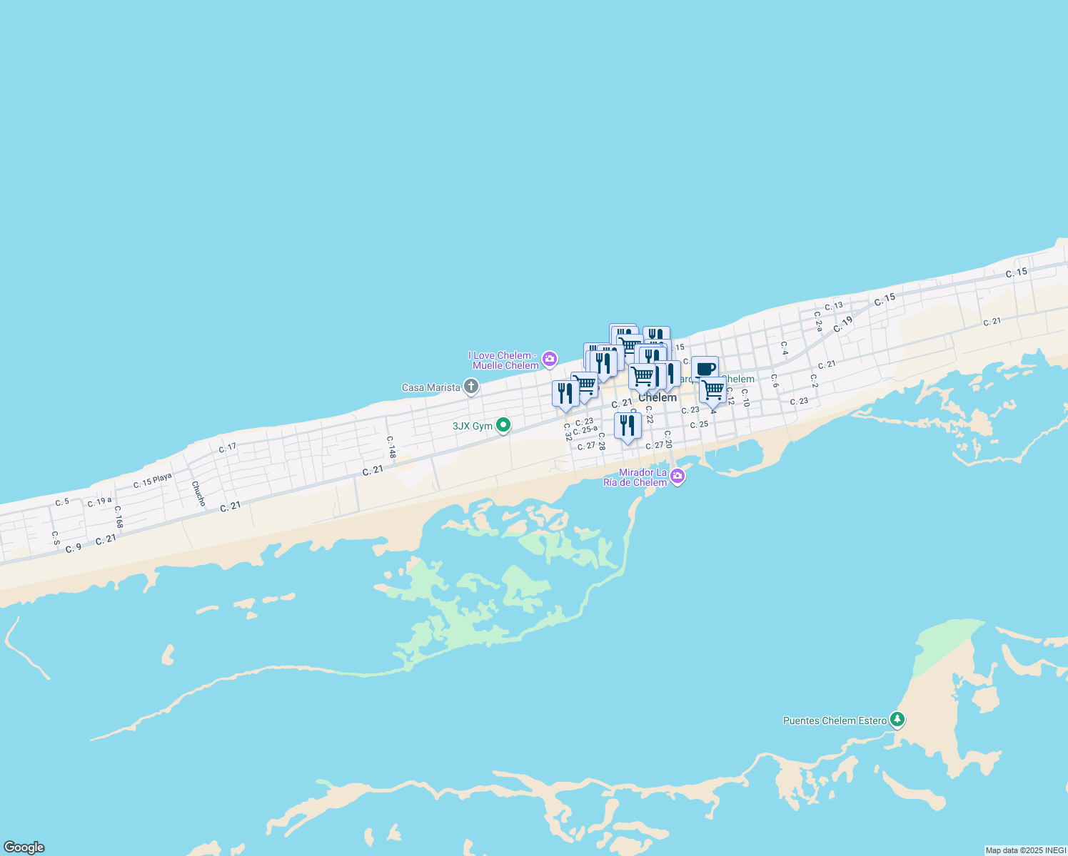 map of restaurants, bars, coffee shops, grocery stores, and more near in Chelem