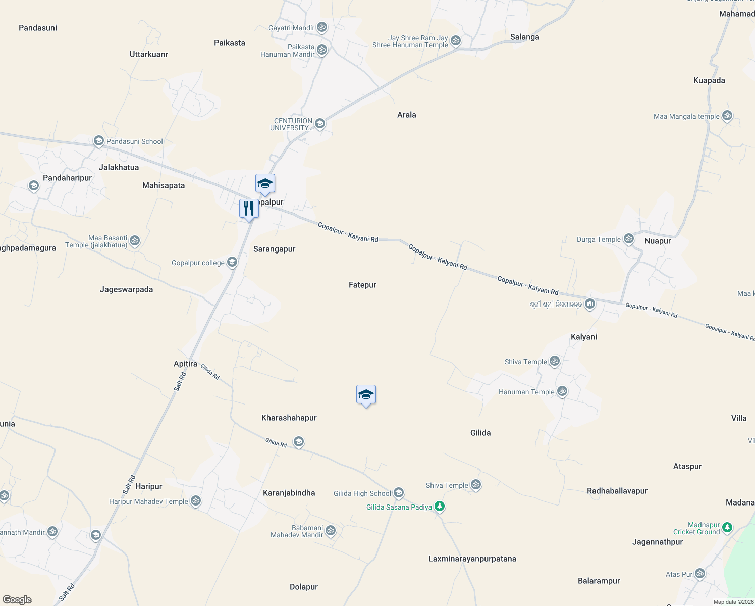 map of restaurants, bars, coffee shops, grocery stores, and more near in Gopalpur