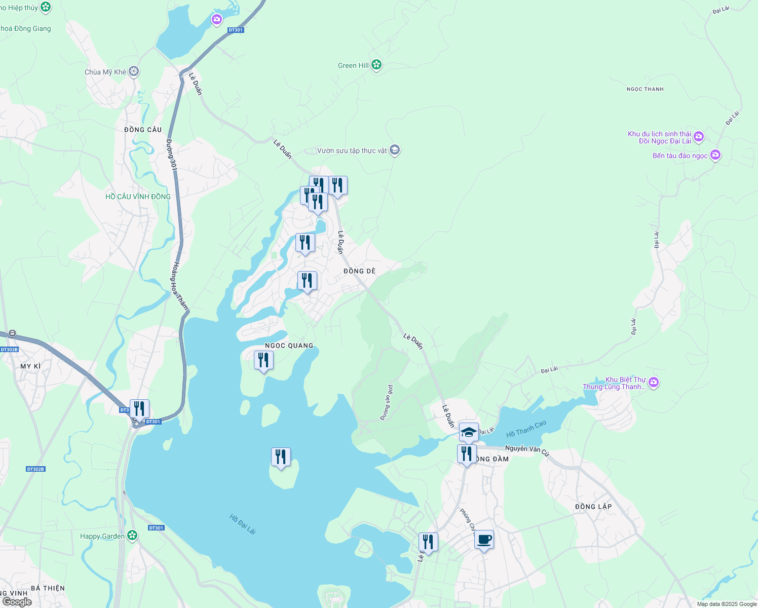 map of restaurants, bars, coffee shops, grocery stores, and more near Lê Duẩn in Thị xã Phúc Yên