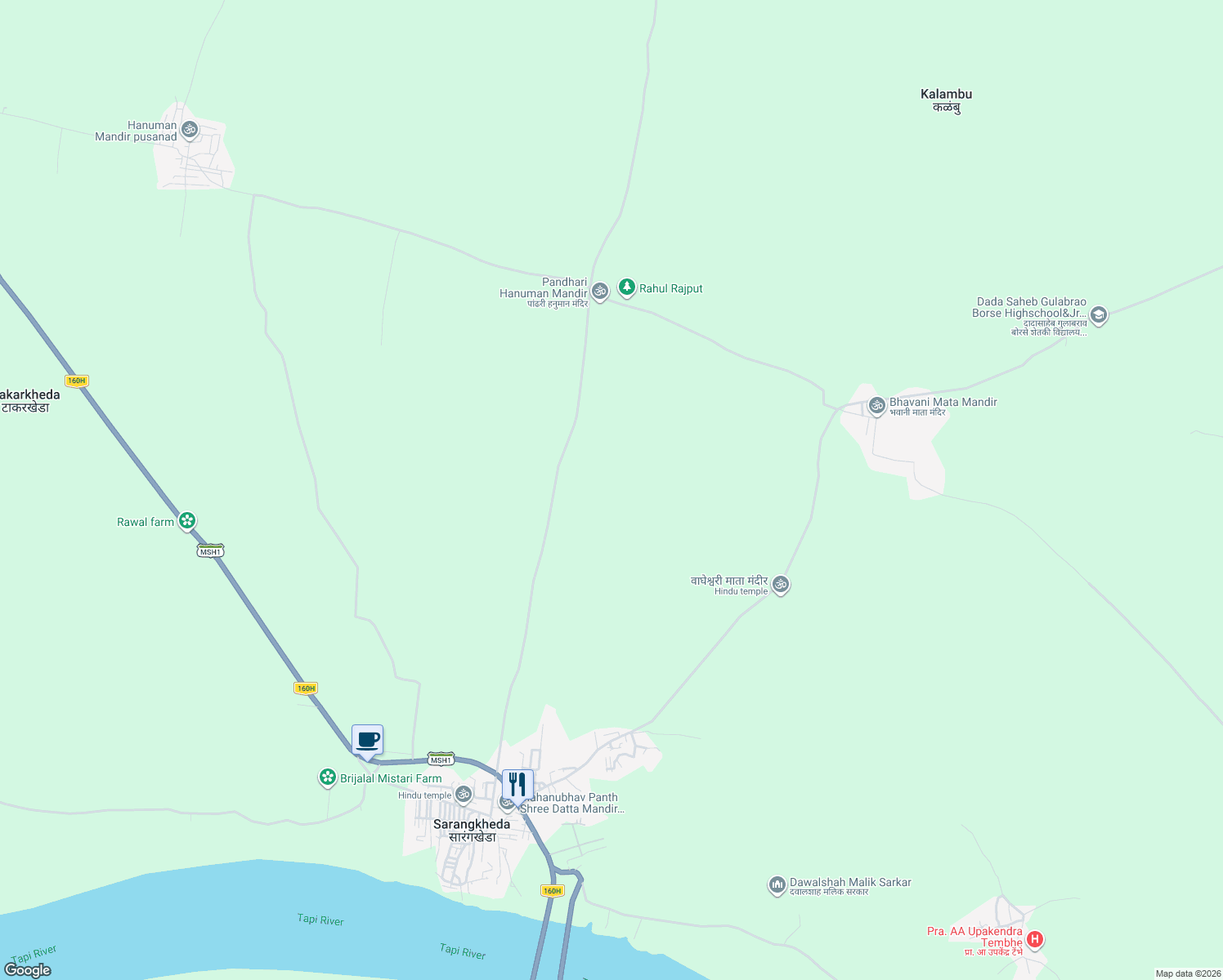 map of restaurants, bars, coffee shops, grocery stores, and more near in Nandurbar