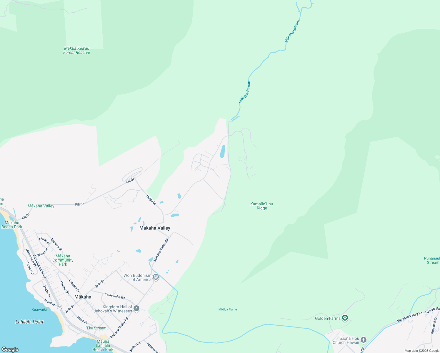 map of restaurants, bars, coffee shops, grocery stores, and more near 84-1040 Maiola Street in Waianae