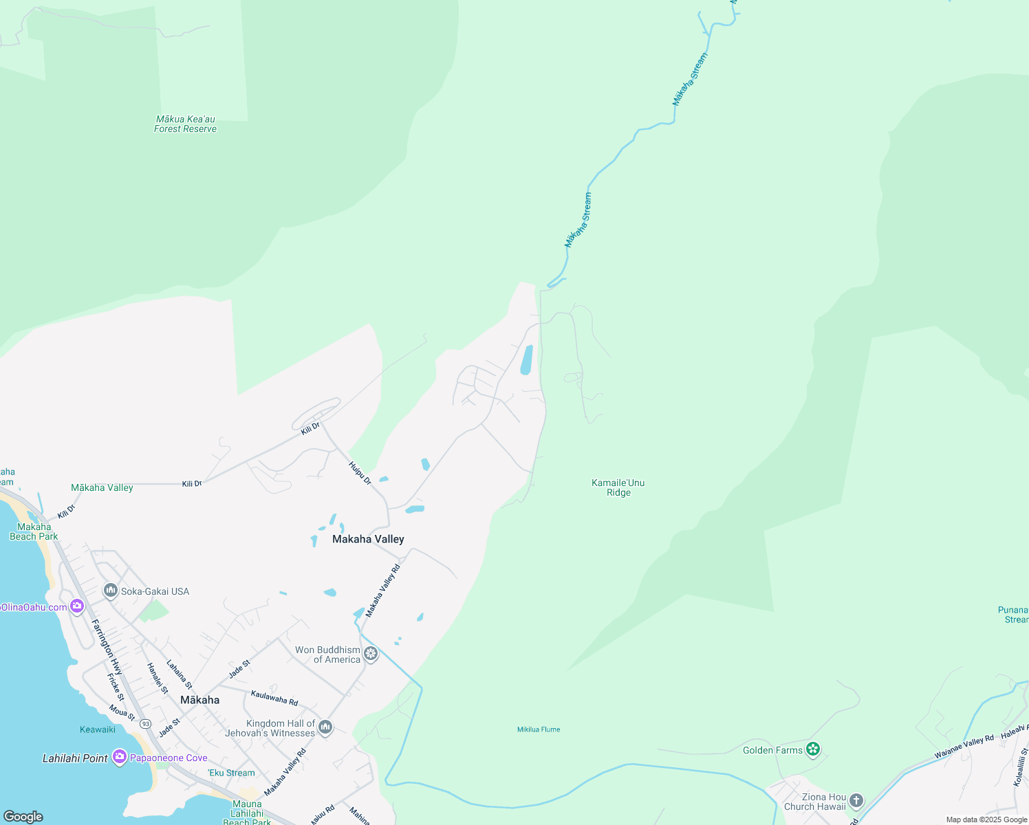 map of restaurants, bars, coffee shops, grocery stores, and more near 84-1040 Maiola Street in Waianae