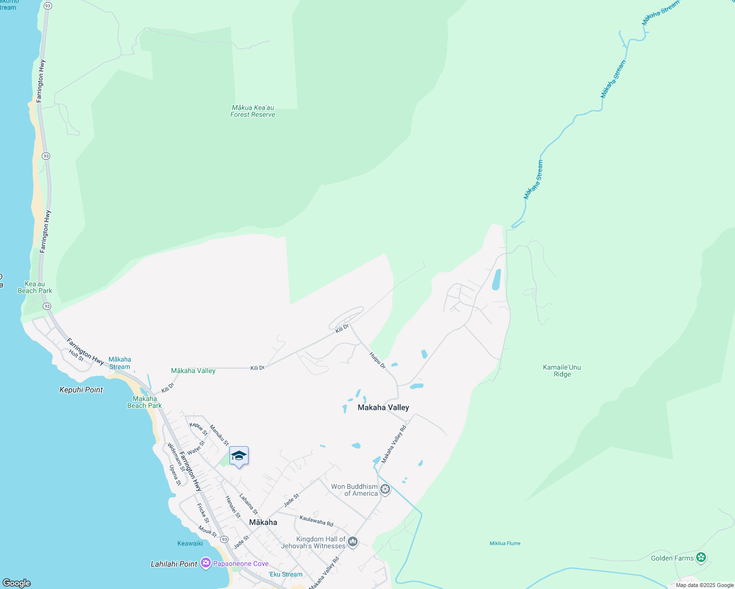 map of restaurants, bars, coffee shops, grocery stores, and more near 84-800 Kili Drive in Waianae