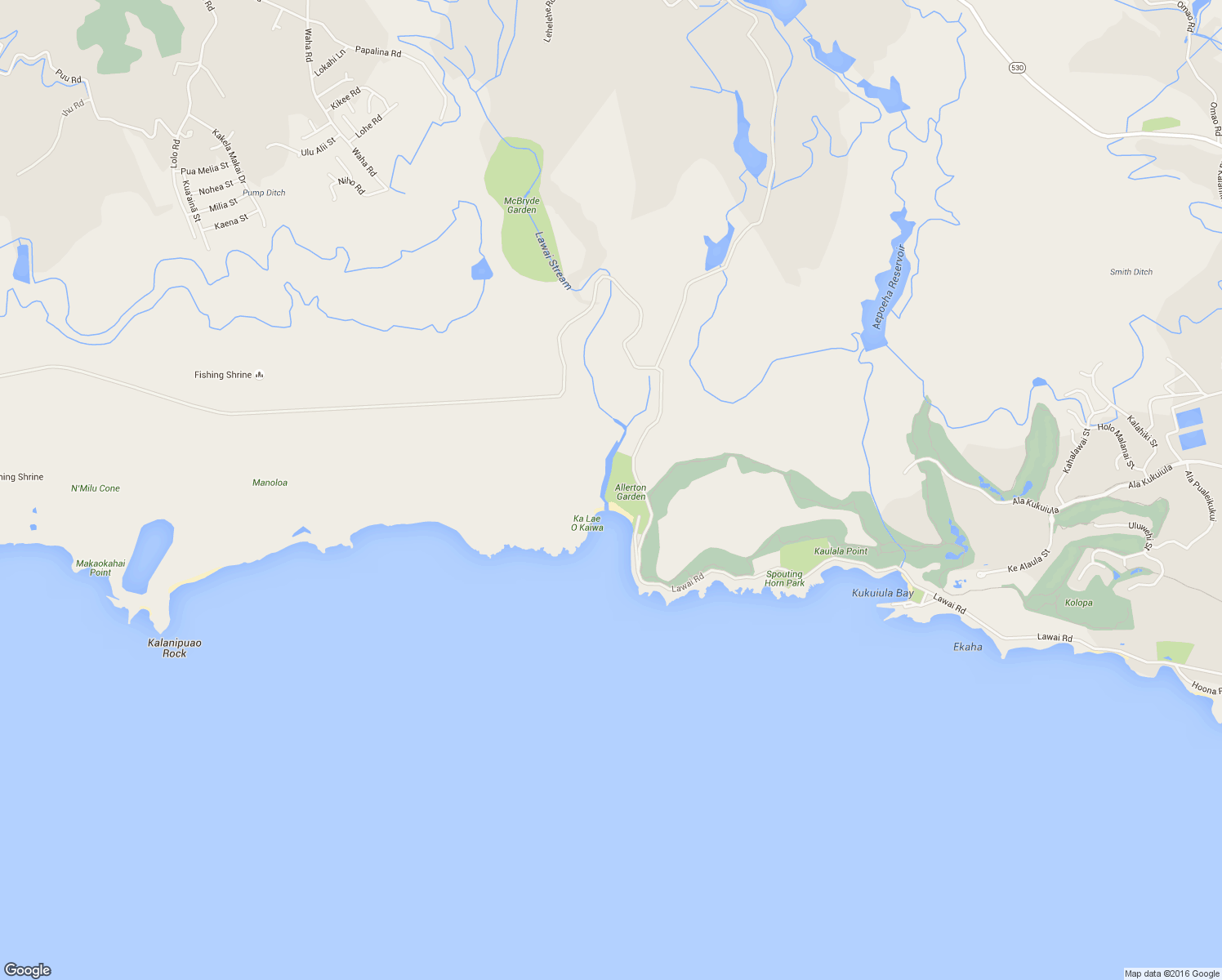 map of restaurants, bars, coffee shops, grocery stores, and more near 4425 Lawai Road in Koloa