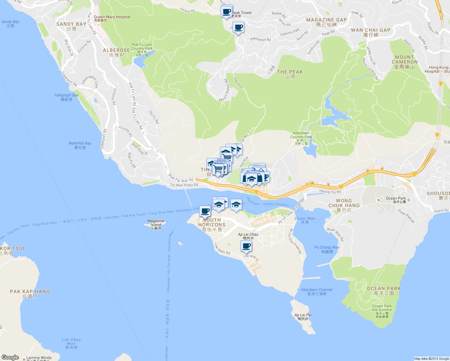 map of restaurants, bars, coffee shops, grocery stores, and more near 11 Tang Fung Street in Hong Kong